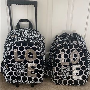 Justice backpack and matching rolling backpack